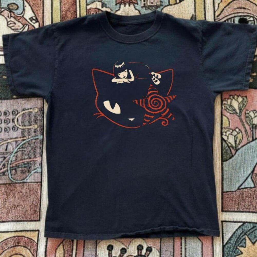 Black Cat Graphic Tee Emily Cat T Shirt Gildan Reprint New